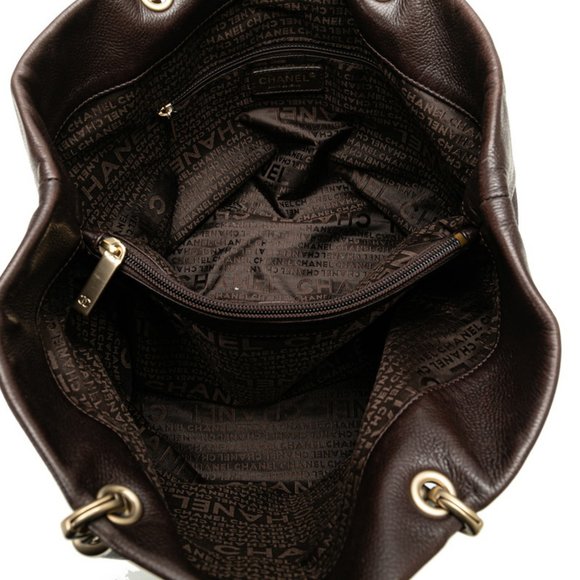 CHANEL Coco Mark Tote Bag Brown Caviar Skin Women's - Picture 5 of 8